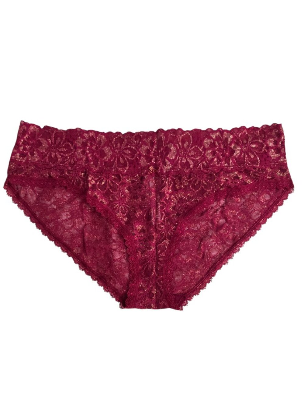 Victoria's Secret Retired Lacie Shine Hiphugger Claret Red Gold XL 82A4 HTF